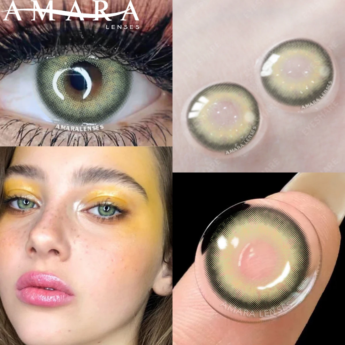 Lentes de contato verdes AMARA, lentes de contato com aparência natural, lentes de contato azuis RICHGIRL para olhos, marrom, entrega rápida, contatos coloridos