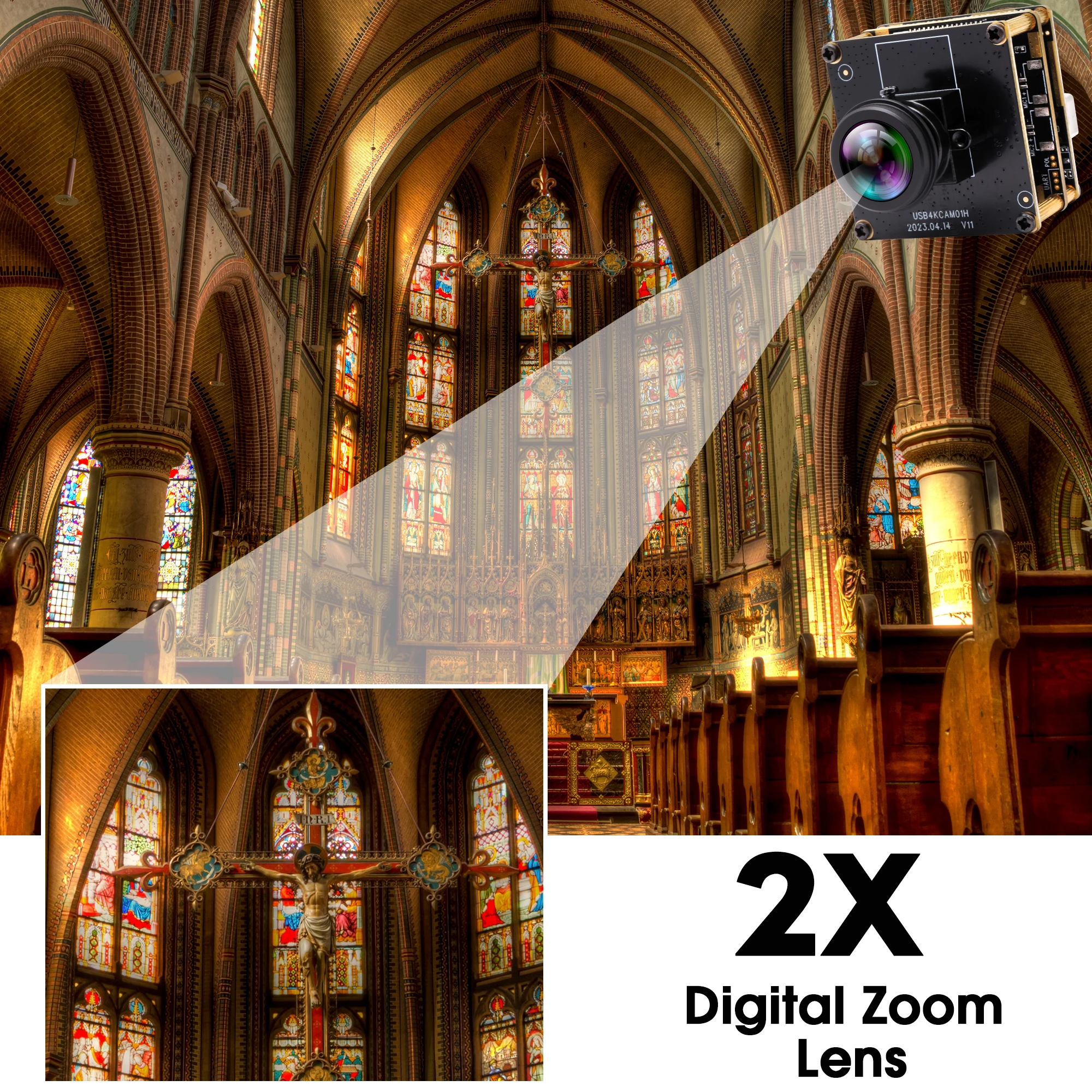 HDMI & USB 2.0 Camera HDMI 1080P 30fps USB 4K 30fps Webcam Free Driver 180 Degree Wide Angle Camera 2X Digital Zoom