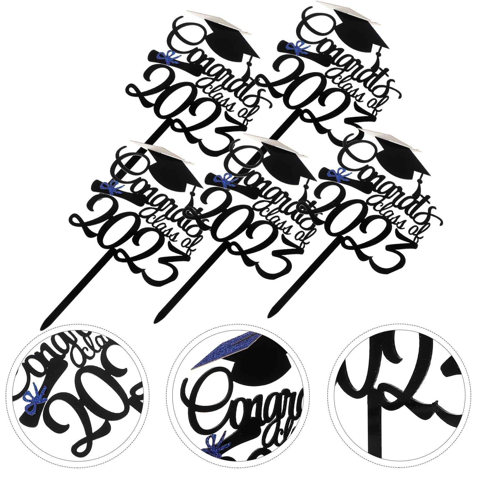 

5Pcs Congrats Graduation Cake Picks Acrylic Grad Cupcake Toppers 2023 Party Dessert Decorations 2023 Graduation Cupcake Toppers
