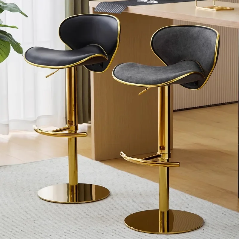 

Luxury Designer Bar Chairs Gold Comfortable Swivel Adjustable Height Bar Stools Adults Island Sillas De Bar Interior Decorations