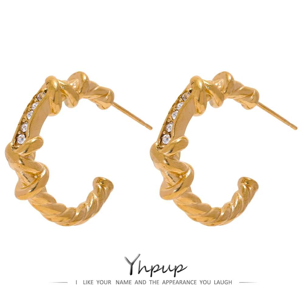 Yhpup 316 Stainless Steel Metal Twisted Charm Earrings Texture  New Style Unique Jewelry Bijoux Acier Inoxidable Femme Gift