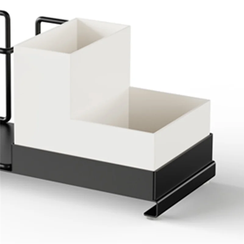 

BAAG-Metal Coffee & Tea Station Organizer Small Space Disposable Paper Cups Holder Tea Bags, Coffee Pods Organizer For Office Bl