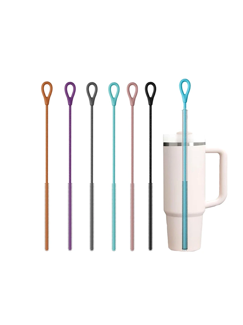 △ 9mm Silicone Straw Brushes, 25cm Extra Long Straw Cleaning Brush Reusable Bendable Brush Pipe For Smoothie Straw Washing