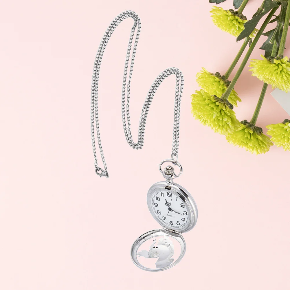 

Exquisite Silver Pocket Watch Durable Long Lasting Simple Design Easy Information Reading Protective Cover Fashion Gift