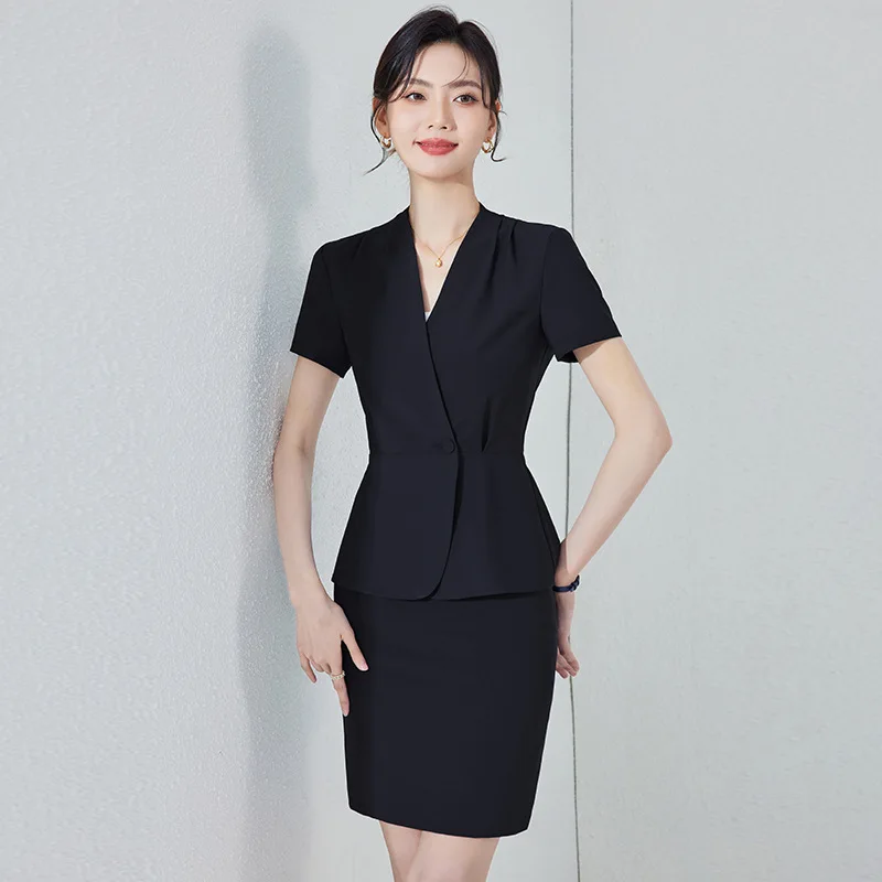 Pink Short Sleeve Suit Women's Summer Beauty Salon High-End Workwear Medical Beauty Business Temperament Pavilion of Regimen Wor