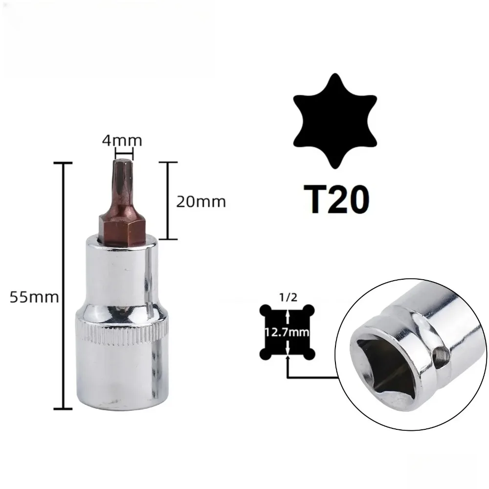 1/2inch Torx Head Screwdriver Bit Torx Bit Sockets Sockets Wrenches Alloy Steel For Versatility Compatibility Hand Tools T20-T70 - view 3