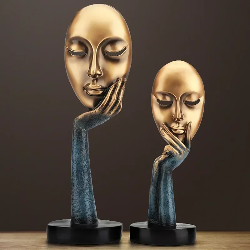 

Creative Home Decoration Abstract Face Resin Statue Artwork Living Room Decoration Ornaments Modern Home Art Face Sculpture Gift