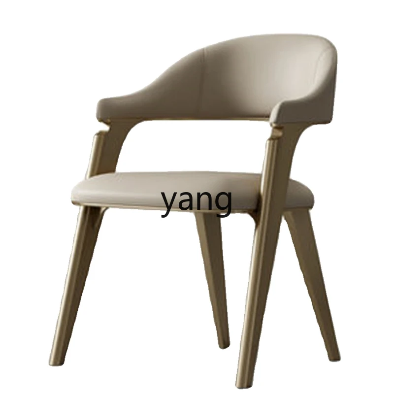 Yhl Retro High-End Dining Chair Modern Simple Stainless Steel Genuine Leather Negotiation Desk Chair