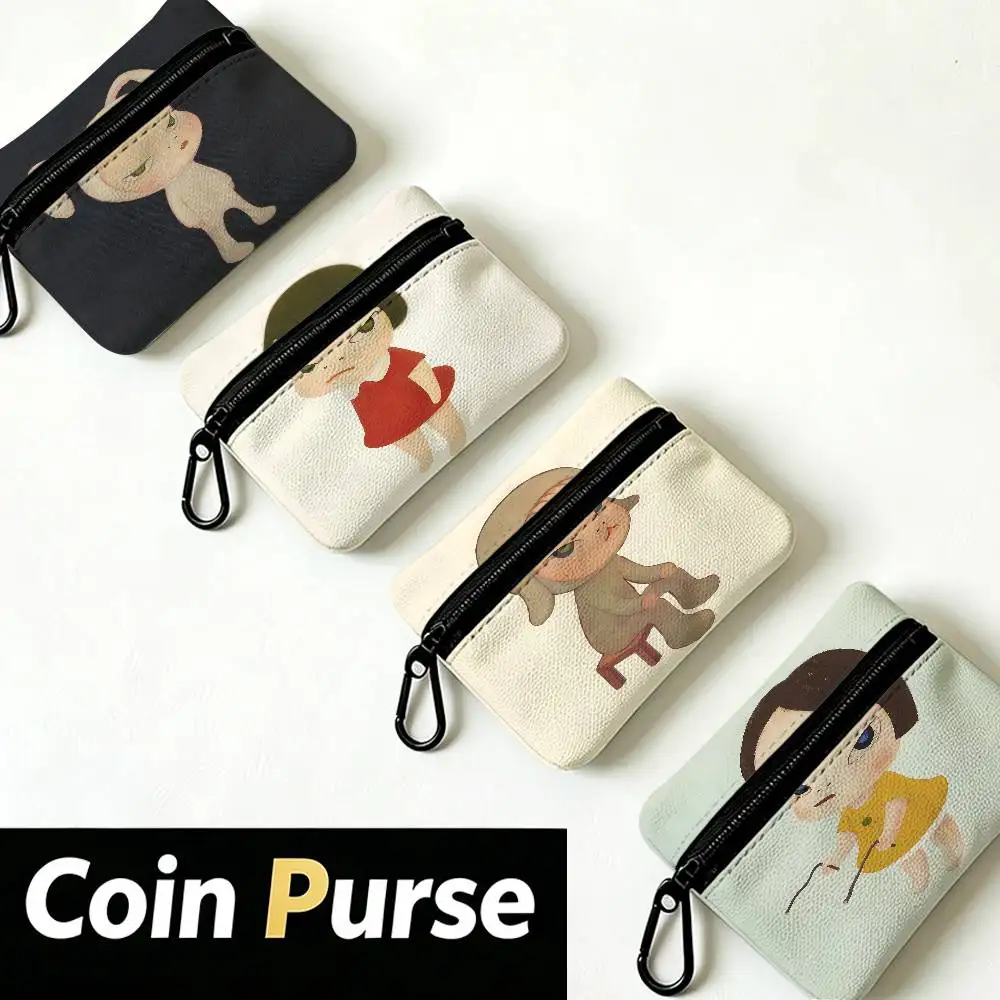 Creative Yoshitomo Nara Multifunctional Oxford Cloth Small Pouch With Hook Mini Coin Wallet Earbud Storage Bag