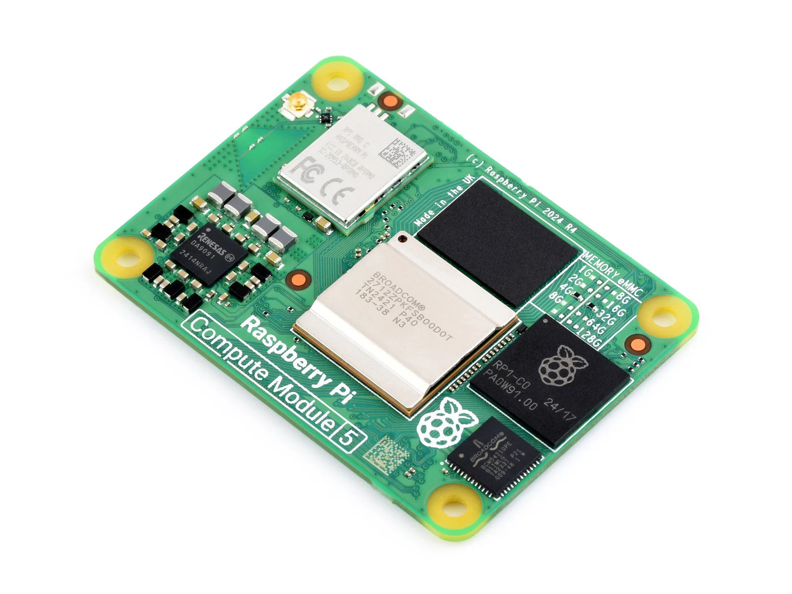 Raspberry Pi Compute Tech 5, PTFE vers la puissance du Raspberry Pi 5 dans un facteur de forme compacte, options pour RAM, eMMC, sans fil