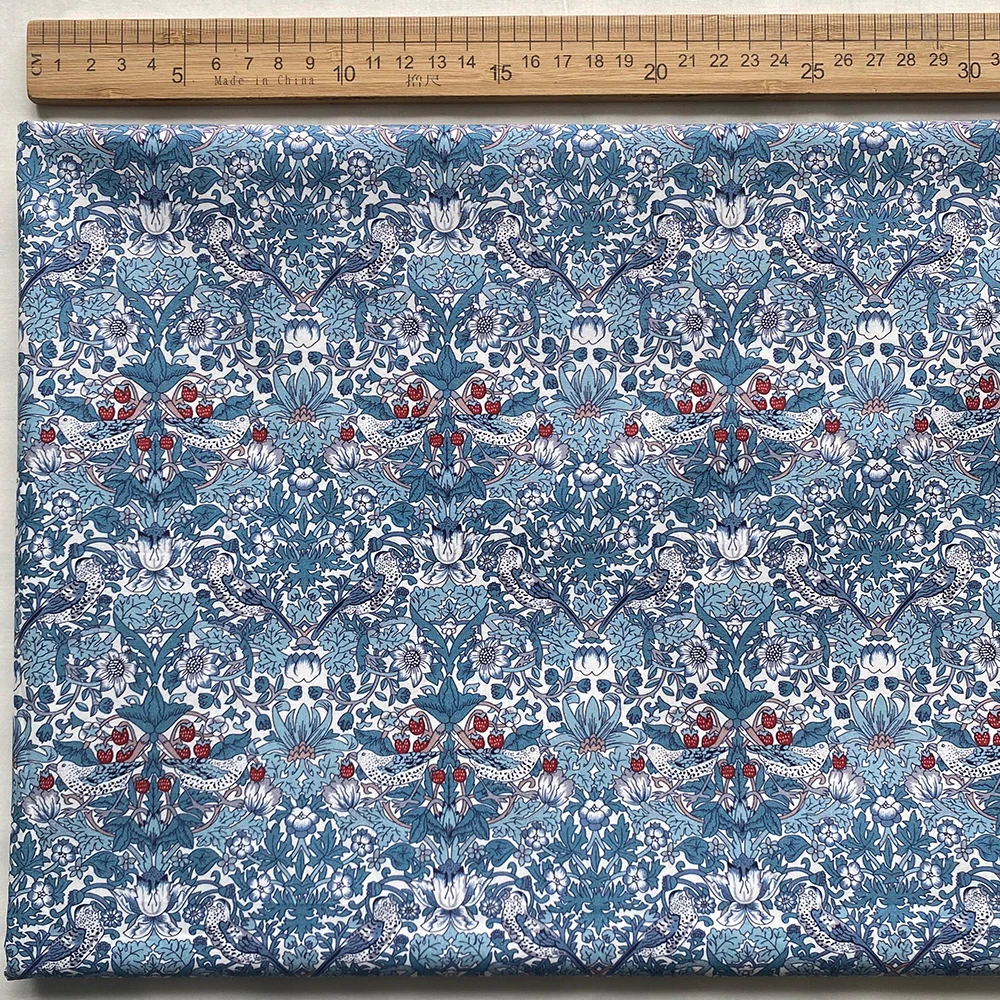 

Клубничный вор, зеленые растения, птицы с принтом, 80S, 100% хлопок разливенности), гранутая ткань), детская одежда, платье-рубашка, ткань ручной работы