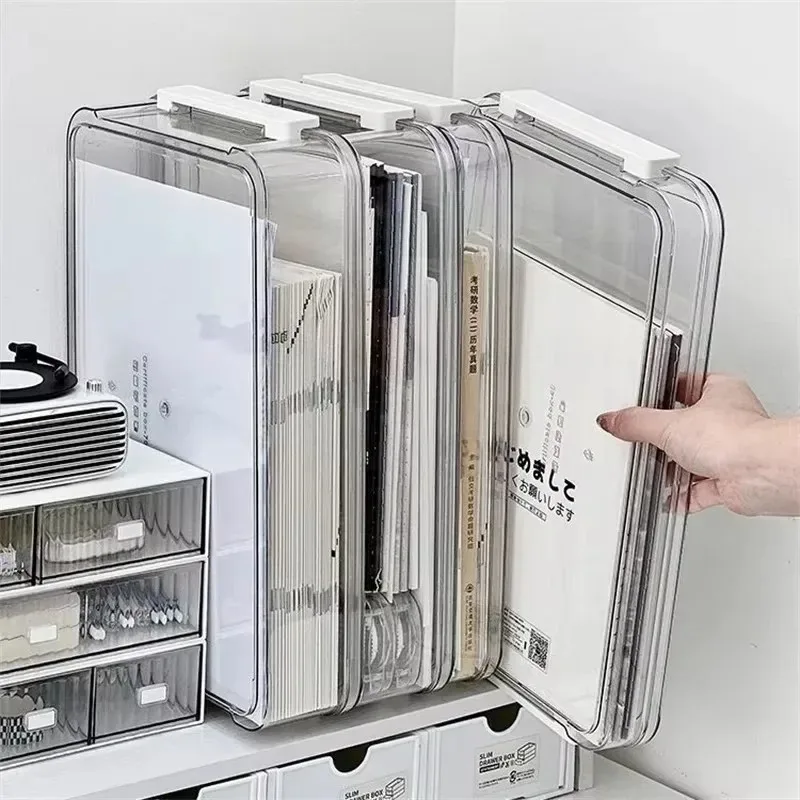 Acrylic Transparent Desktop Paper Storage Box A4 File Document Exam Paper Organizer Household Dust Proof Card Holder Case