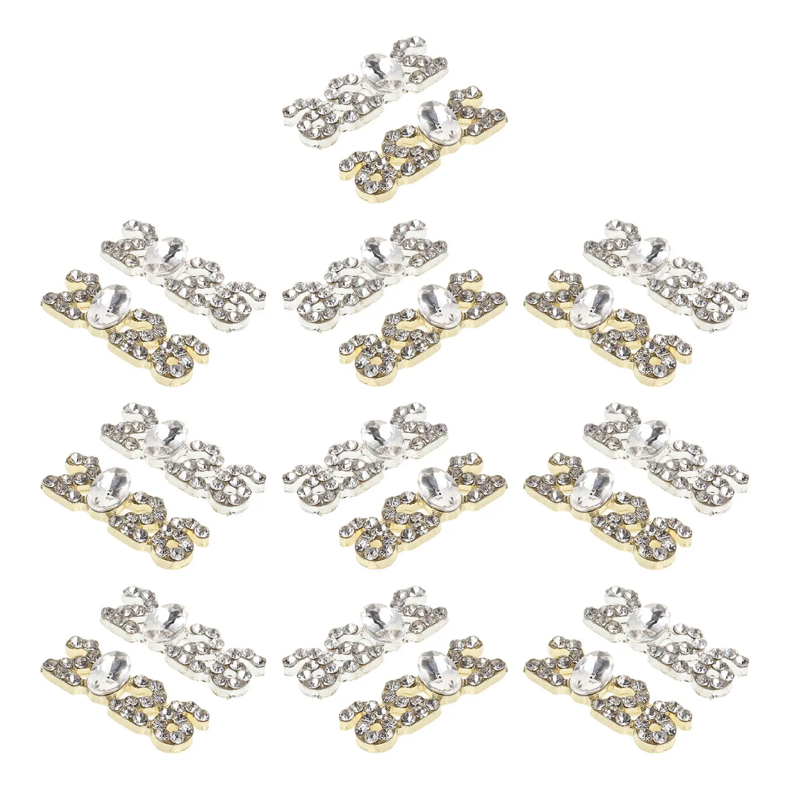 

20pcs Art Charms 2026 Number Shape Alloy Rhinestones Silver Irregular Nail Gems For Manicure Decoration Nail Jewelry Accessories