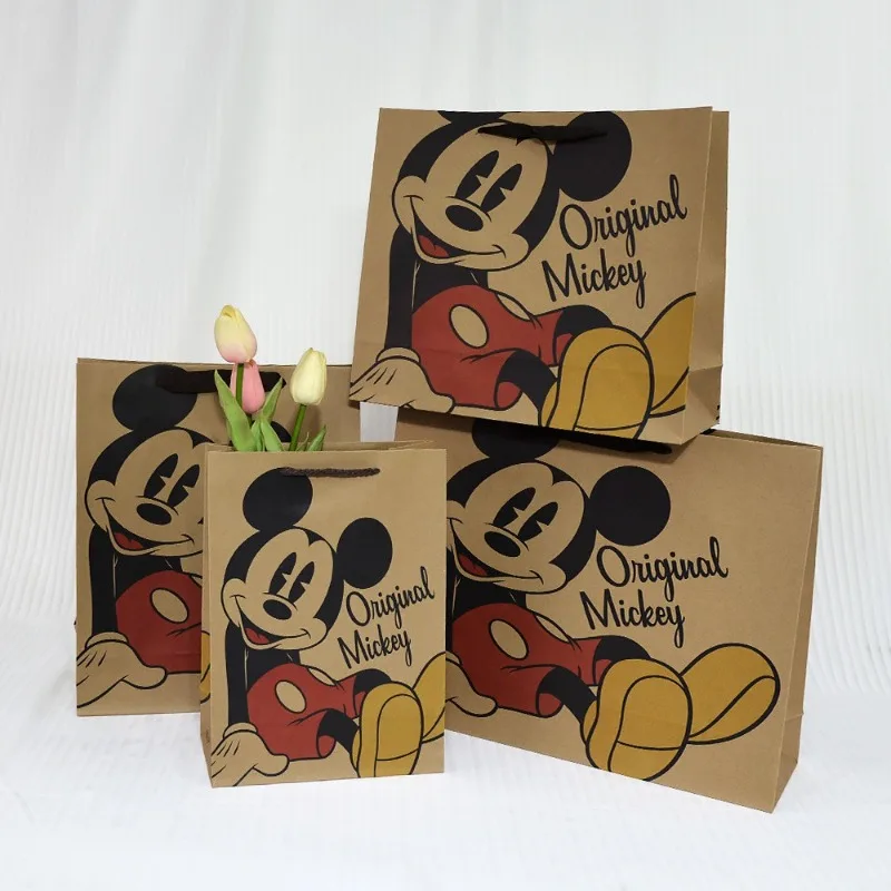 

Kawaii Cute Cartoon Mickey Mouse Printed Kraft Paper Bag Mickey Minnie Mouse Tote Bag Shopping Bag