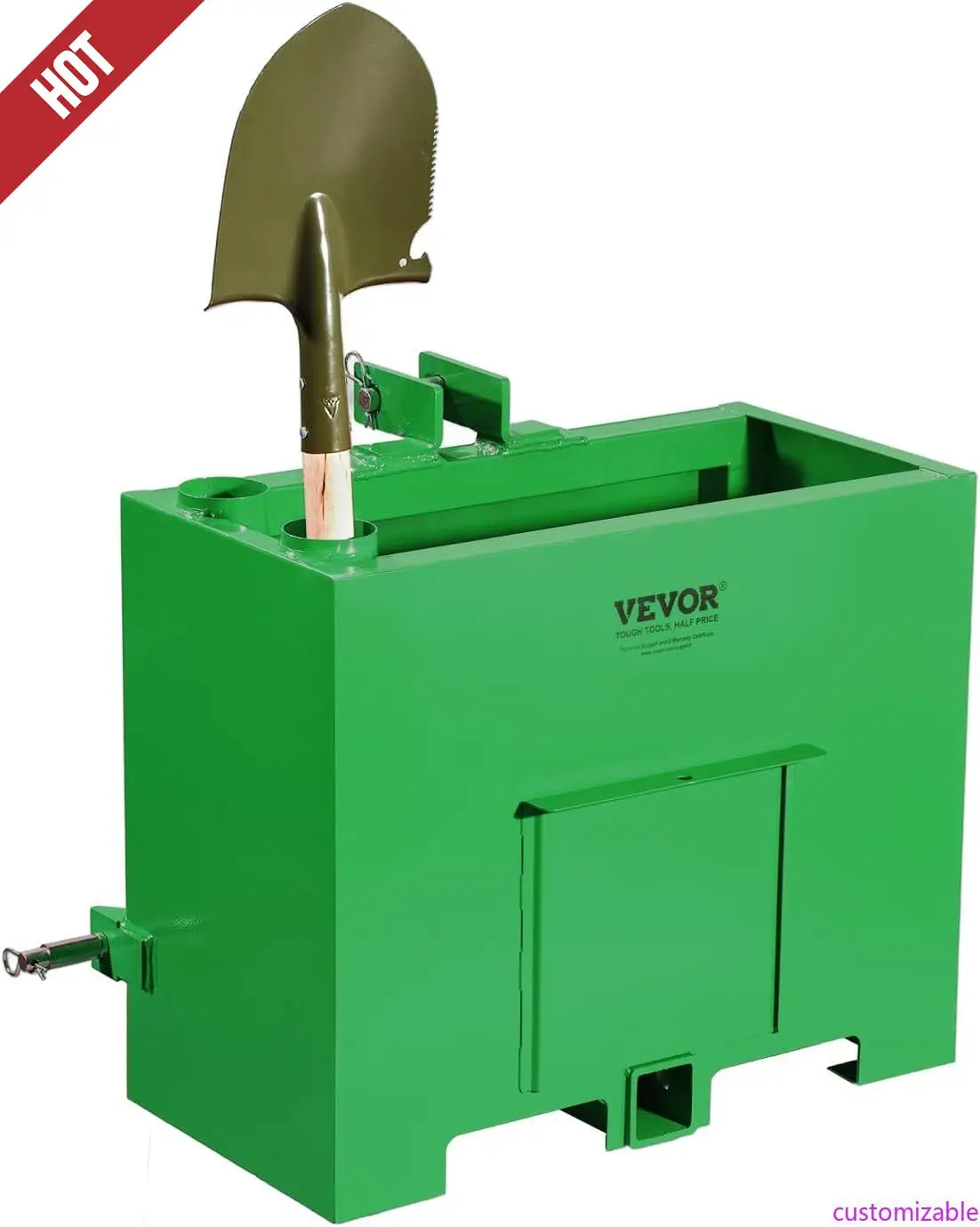 

Балластный ящик, 3-точечный тракторный балласт категории 1, грузоподъемность 800 фунтов, для 2-дюймового приемника сцепного устройства, сверхпрочная сталь, большой размер 4,3 фута