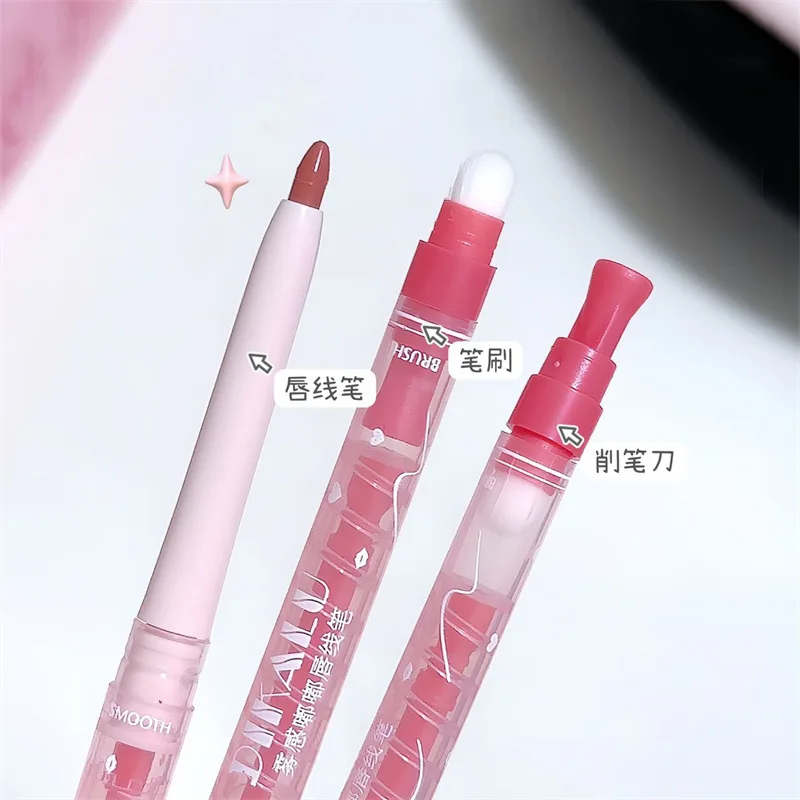 Delineador de labios B1 - Tipo boceto Delineador de labios Maquillaje en cinta de color Cepillo de labios Principiante Portátil