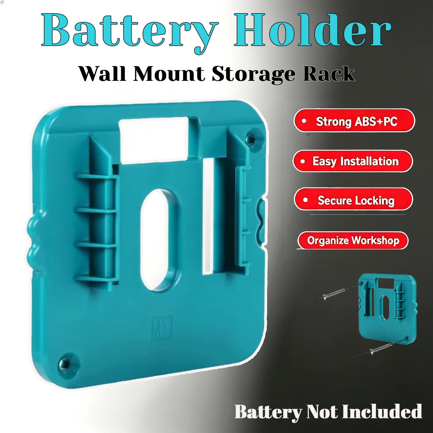 Wall Mount Battery Holder Durable ABS Storage Rack Stand with Screws for Makita 14.4V 18V Lithium Battery for Workshop Garage
