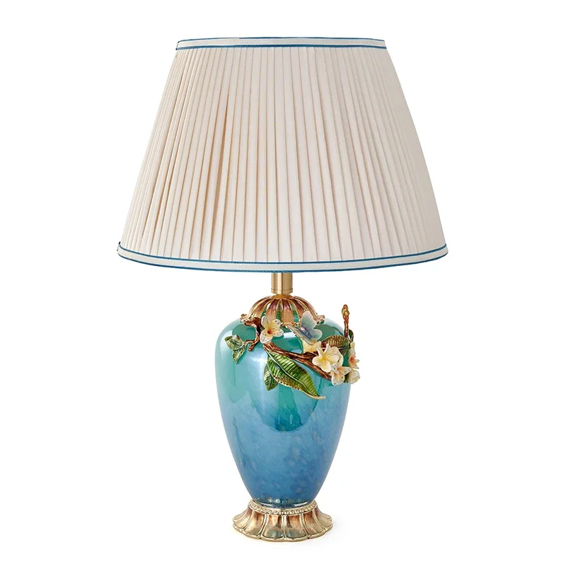 RORO New Collection Modern Luxury Enamel Painting Hope Series Blue Glass Desk Table Lamp For Living Room Bed Room Study Room