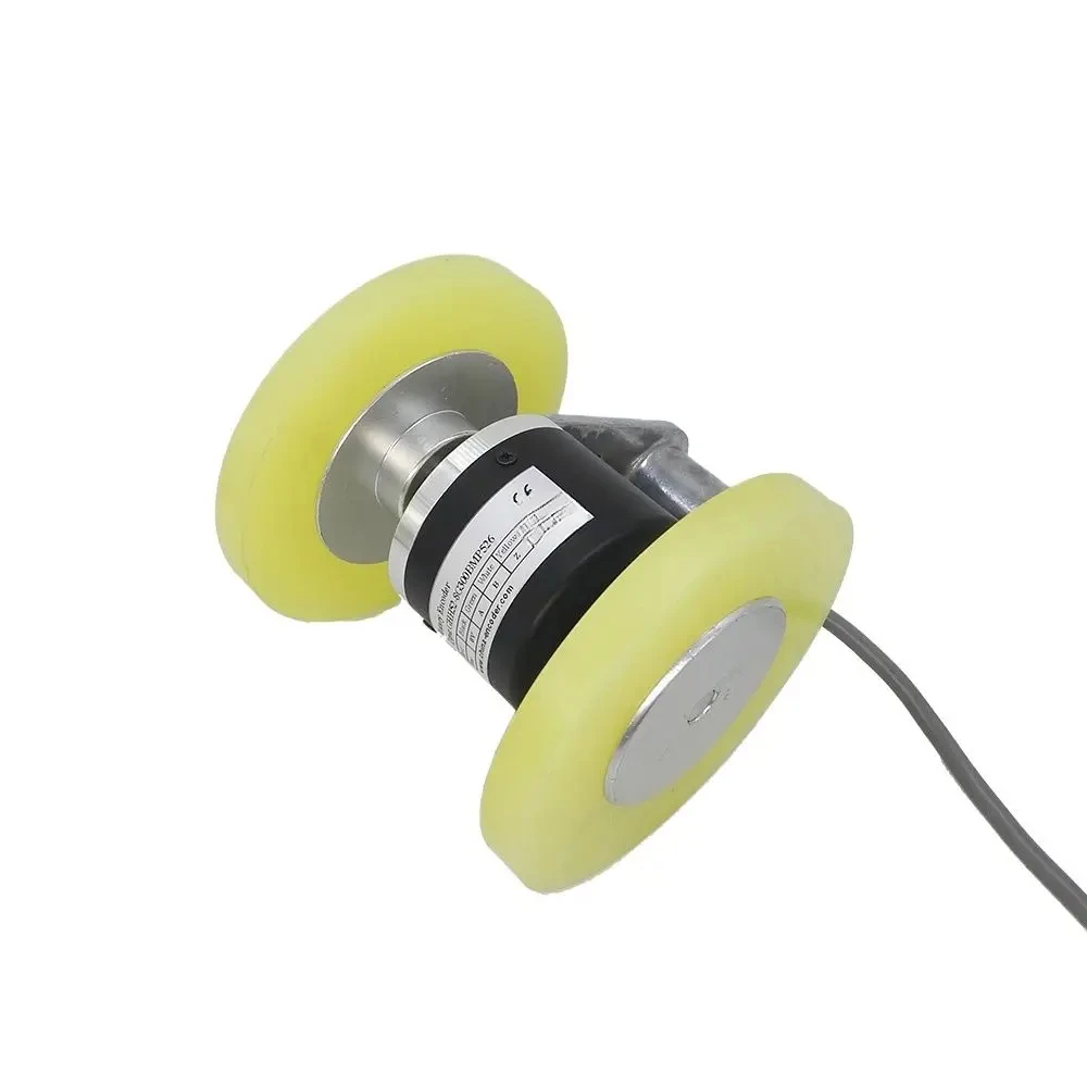 500ppr resolution voltage  output 5V 12V 24V 200mm perimeter double wheel Incremental Rotary Hollow Shaft Wheel Encoder