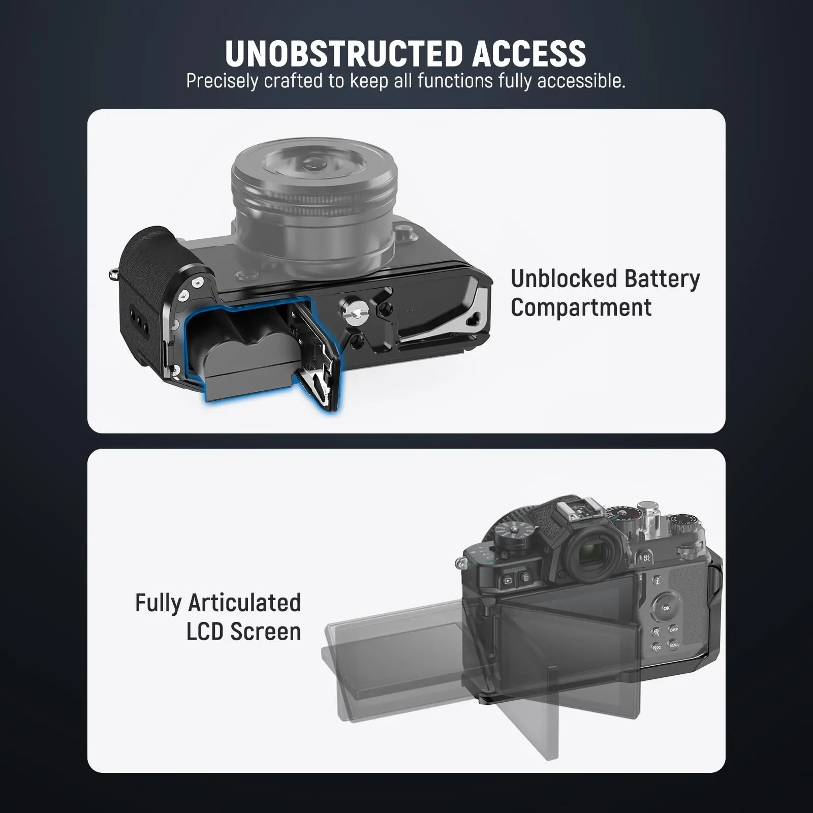 NEEWER Slim Formfitting L Shape Grip Camera Baseplate for Nikon Zf Arca Type Quick Release Plate with Handgrip Accessories CA134