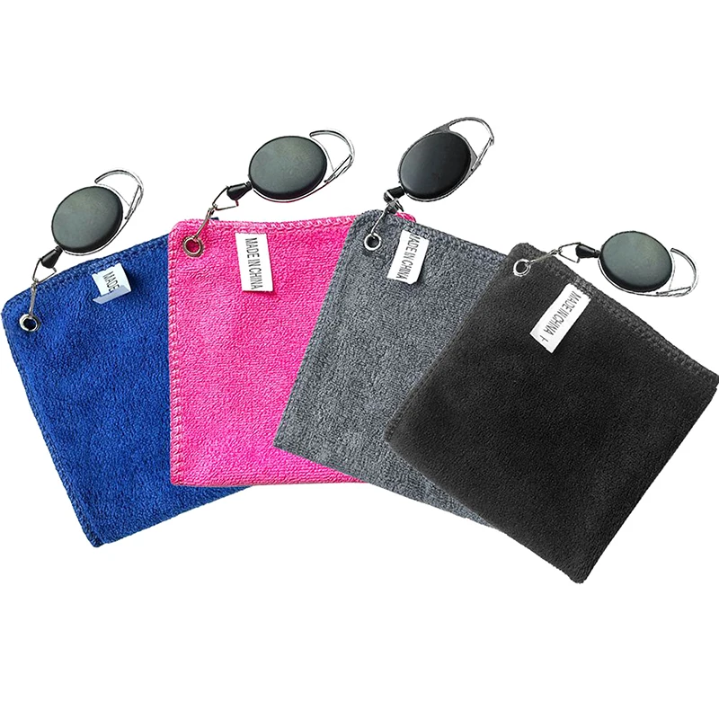 Hot Sale 1PC Golf Towel Wet And Dry Golf Cleaning Cloth Perfect For Golfers Cleaning Cloths With Retractable Hook Easy To Carry