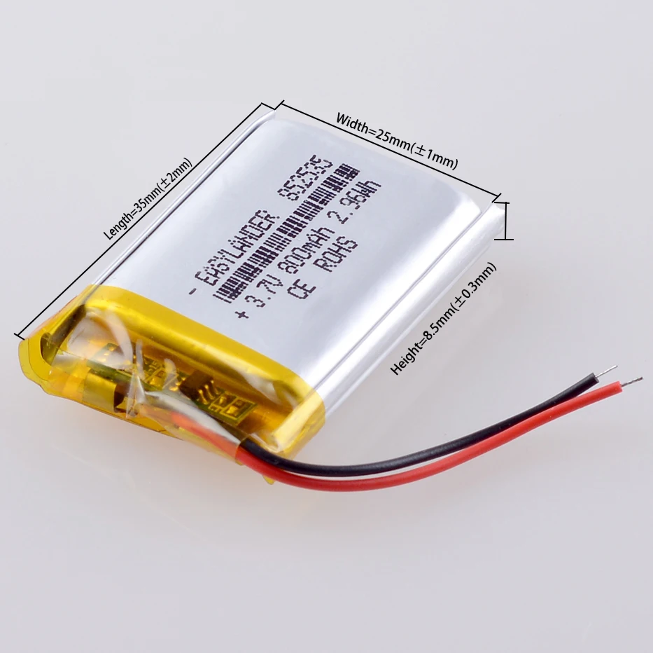 552535 3.7V 500mAh Rechargeable Lipo li Polymer Li-ion Battery 252535 352535 452535 652535 752535 852535 952535