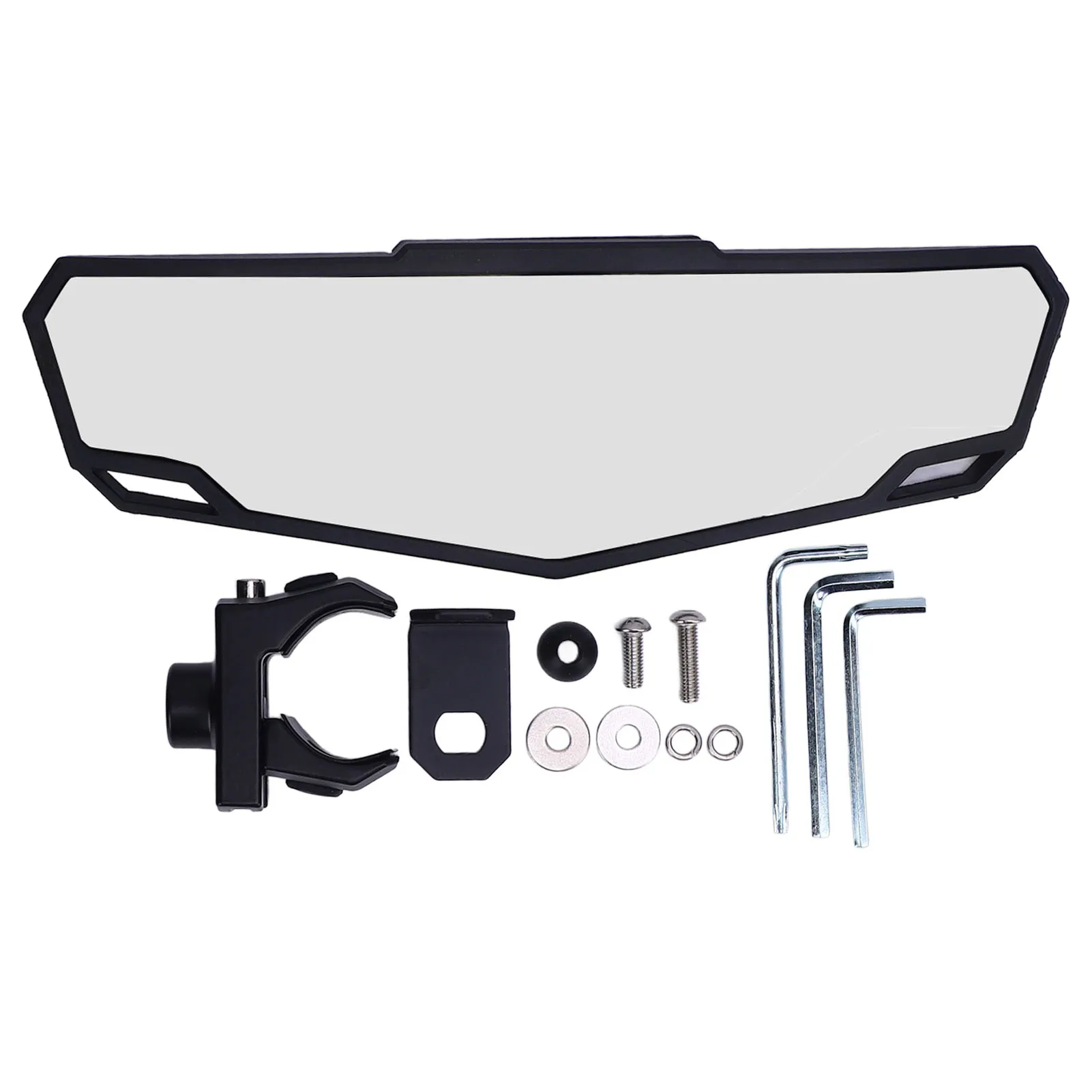 UTV Center Rearview Mirror UTV Rear View Mirror Shatterproof Glass Aluminum Alloy Bracket Wide Angle for 1.5in To 2in Roll Bar