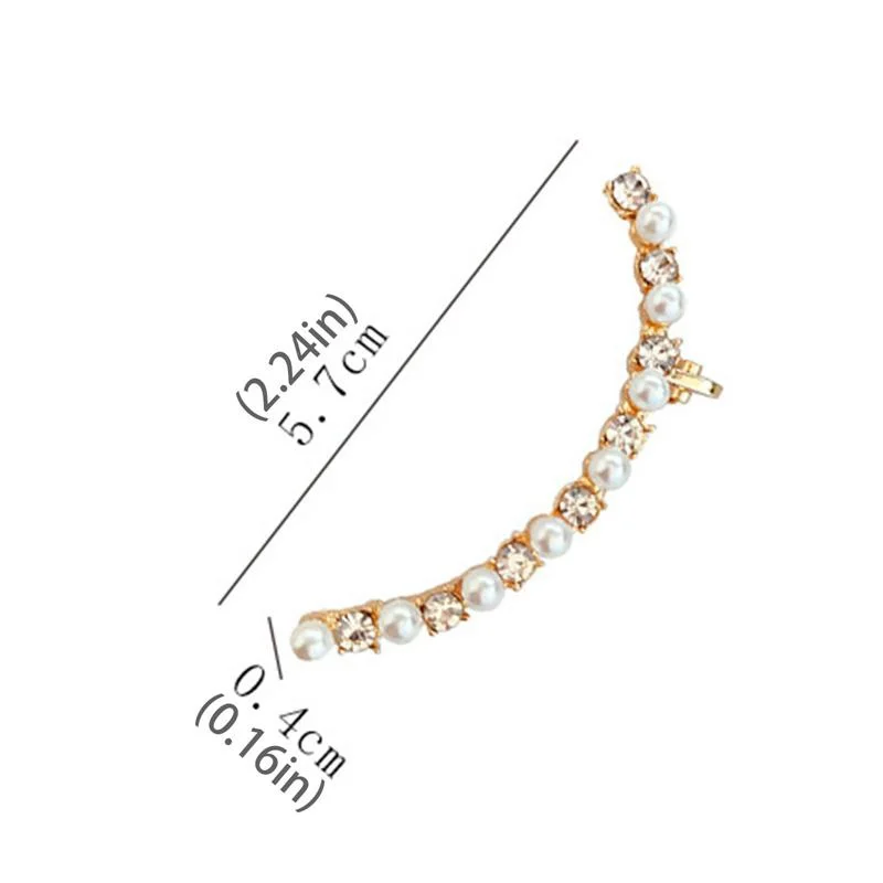 1Pc Punk Rock Pearl Rhinestone Crystal Pearl Ear Cuff Wrap Stud Earring for Women Cartilage Piercing Jewelry Ear Clips Earrings