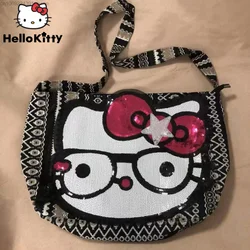 Sanrio Hello Kitty borsa di tela da donna grande borsa di tela estetica di lusso Y2k Traf borsa a tracolla alla moda coreana marsupio femminile