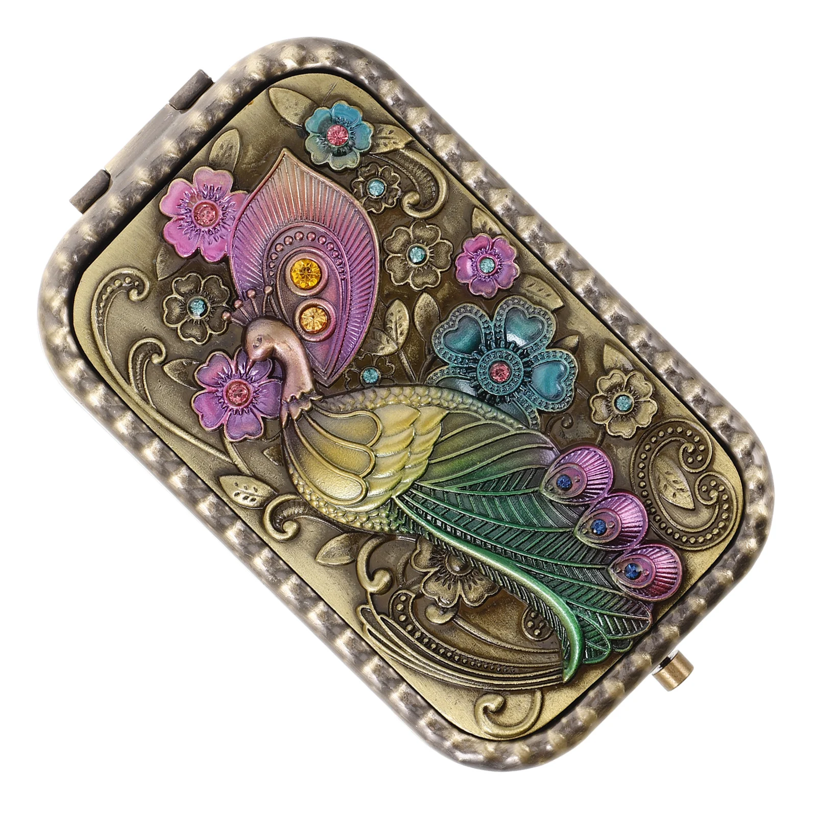 Miroir de maquillage Portable Vintage pliable en métal, Compact, pour voyage, pour femmes et filles, petit sac à main rond rétro