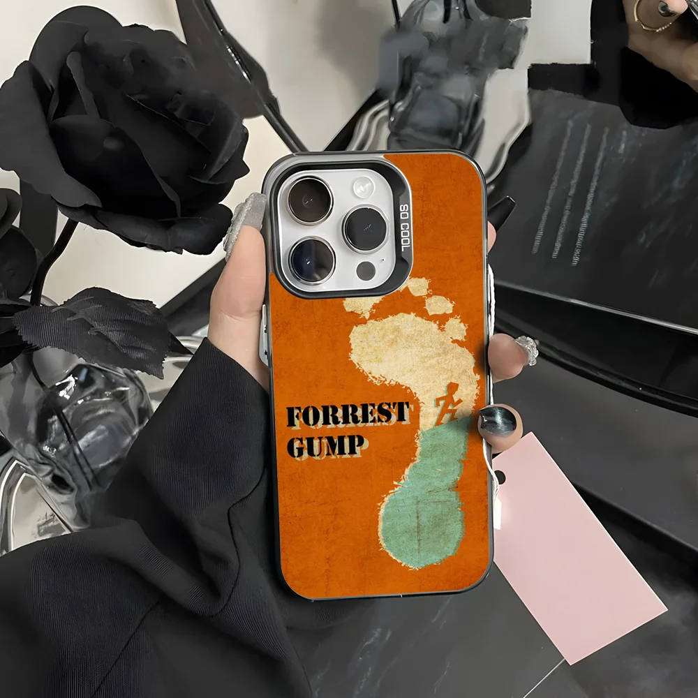 

F-Forrest G-GumpS Movie Phone Case For iPhone 16 15 14 13 12 11 Pro Max Black Matte Laser Metallic Aurora Funda