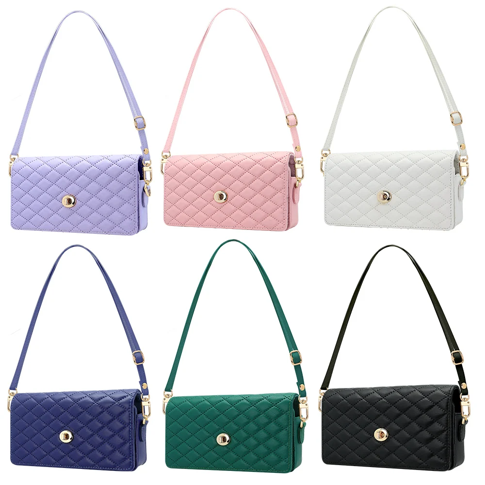 متوافق مع Galaxy Z Fold 7 6 5 4 3 2 حقيبة محفظة للهاتف المحمول بحزام كروس قابل للتعديل، حقيبة هاتف فاخرة من جلد البولي يوريثان للفتيات