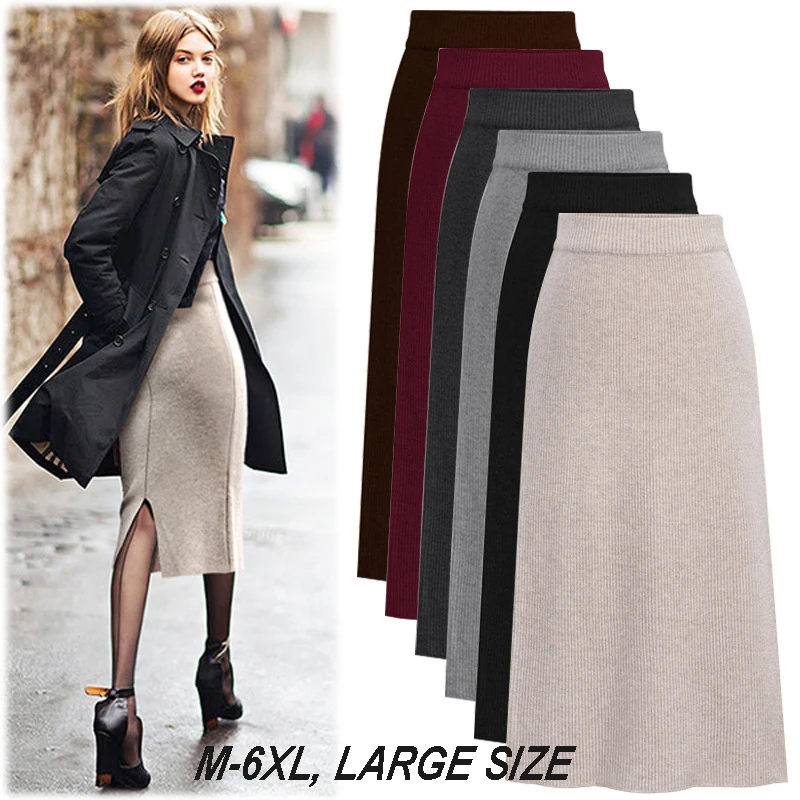 

Womens Elastic Waist A-line Skirts Hip Slim Long Loose Sheds Skirts Bowknot Skirts Knitted Skirts OLV1400