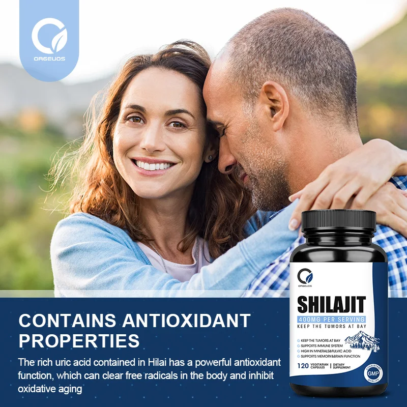 Organic Himalayan Shilajit Capsules Natural Fulvic Acid Support Brain & Memory Anti-Fatigue & Stress Male Energy Supplements