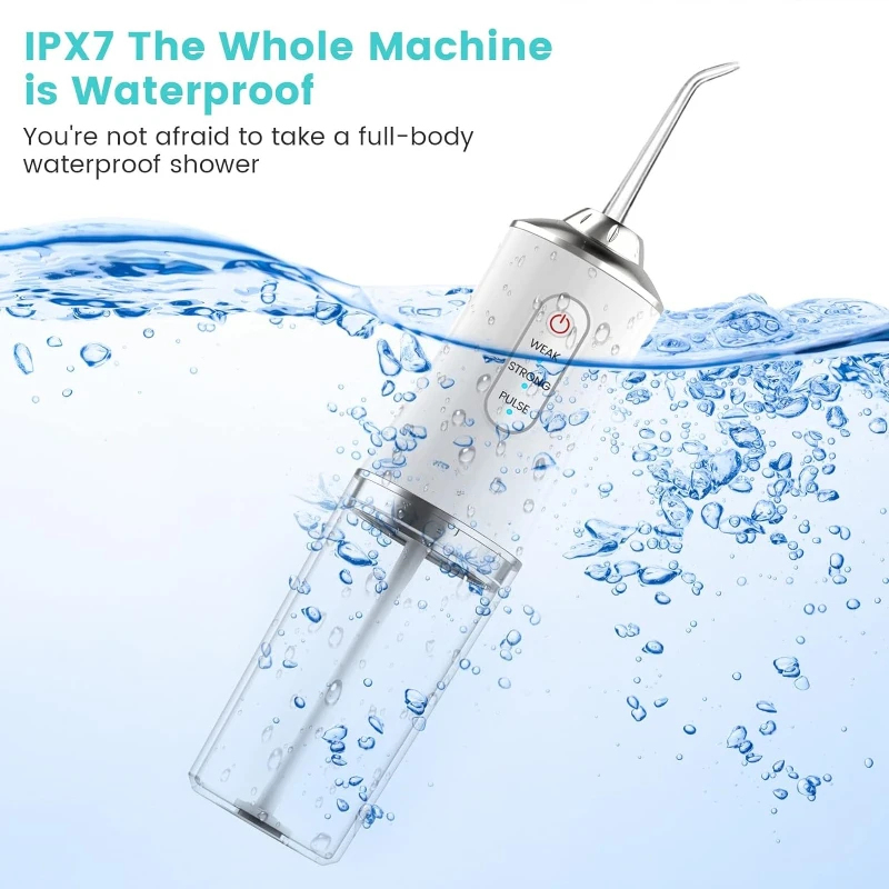  Cordless Water Flosser, Professional Portable Rechargeable Oral Irrigator IPX7 Waterproof with 3 Modes Teeth Cleaning Tool 