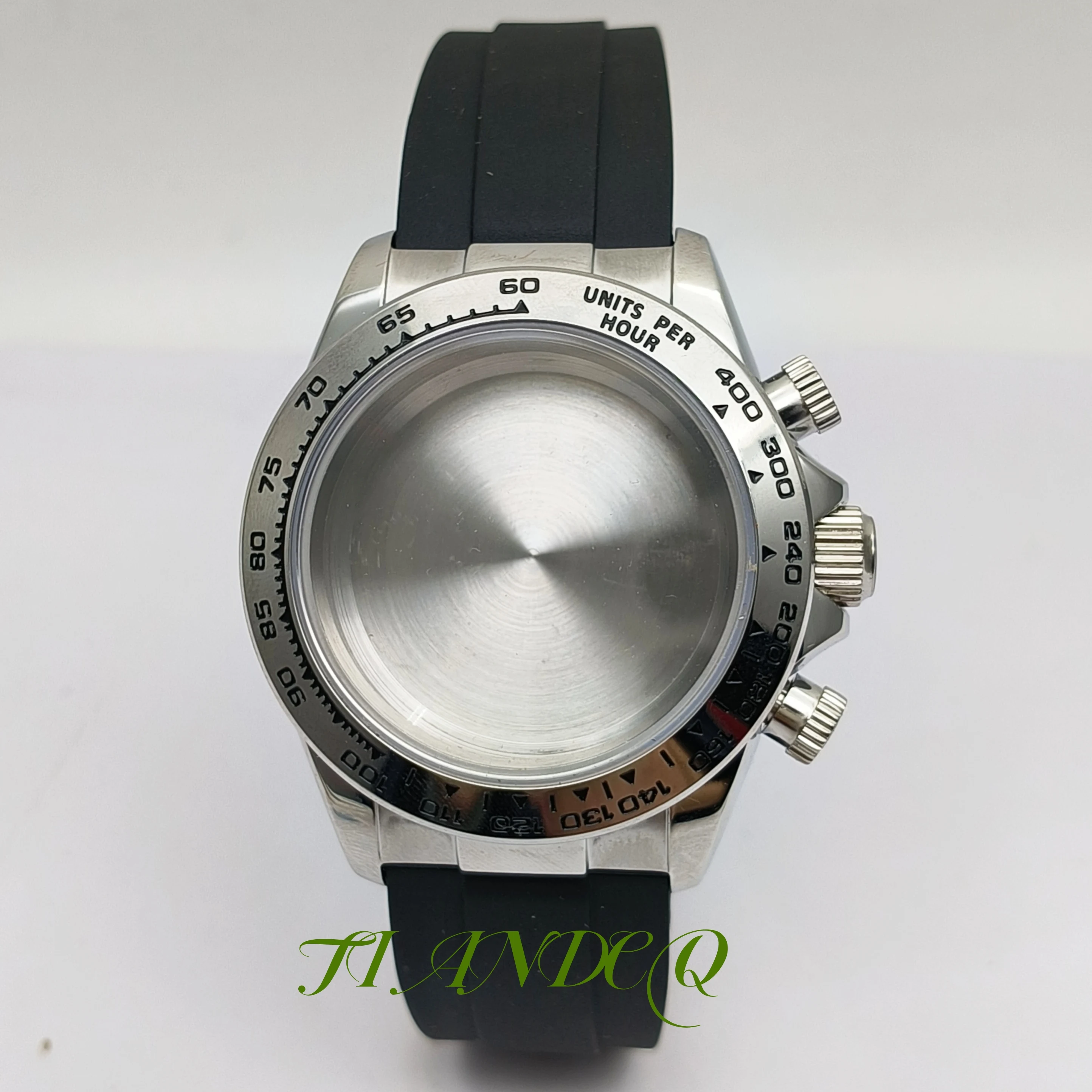 

New 40MM Watch Case Fit vk63 Quartz Movement Stainless Steel Silicone strap