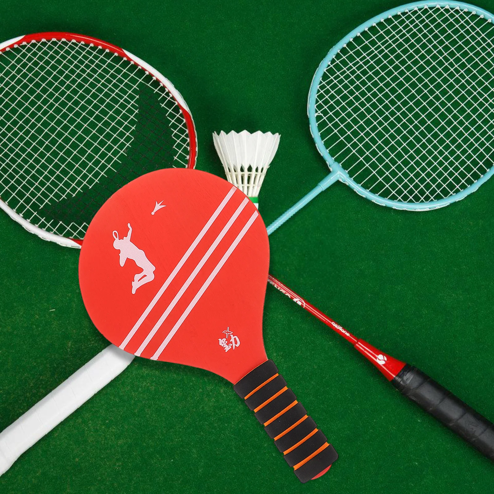 ไม้แบดมินตัน 2 ชิ้น ไม้พายด้ามสั้น ไม้แบดมินตันสีสดใส น้ำหนักเบา ชุดไม้พายสำหรับกีฬา