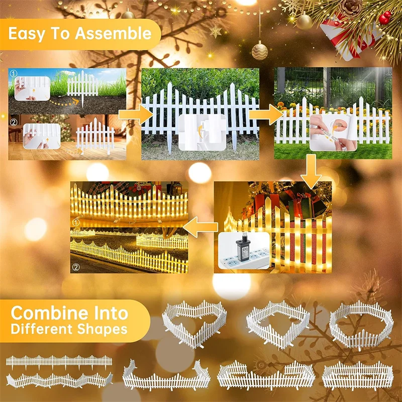 8PCS LED Fence Lights Outdoor Christmas Tree Enclosure Decoraction Lamp Waterproof Garden Courtyard Lighting For Wedding Party