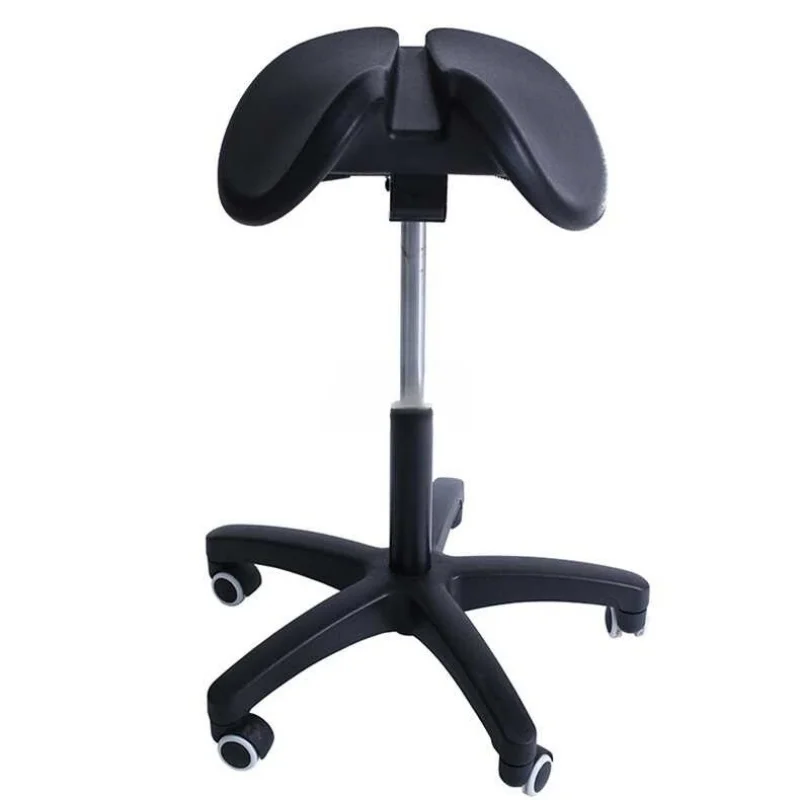 Split Seat Rolling Saddle Stool Salon Chair Ergonomic Adjustable Stool Swivel Saddle Chair Height Adjustable