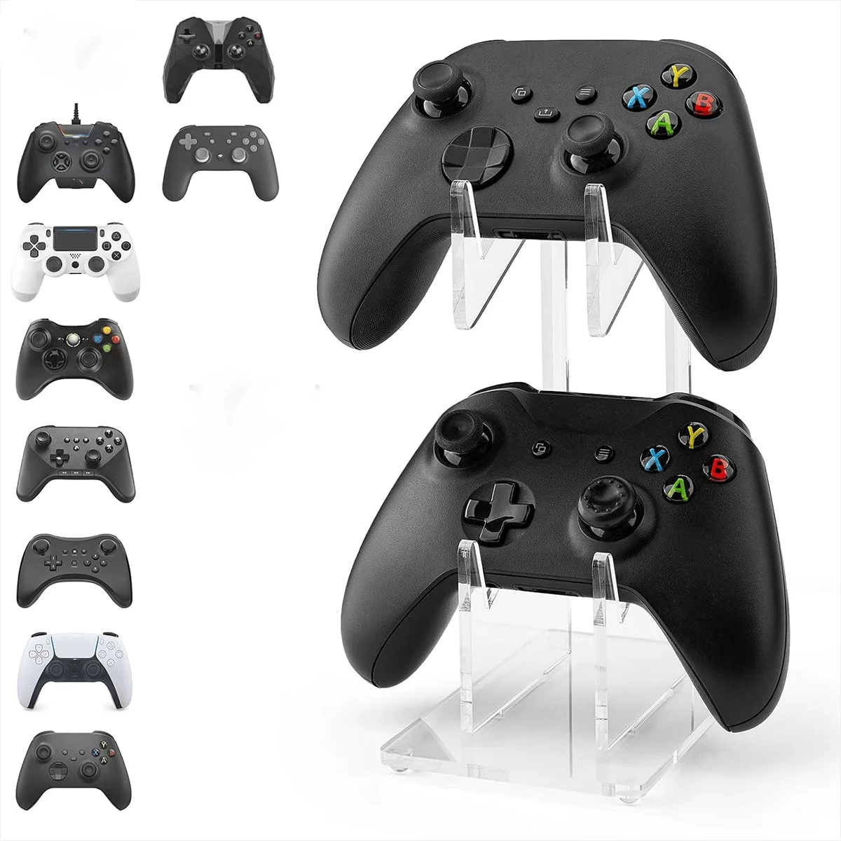 

Game Controller Stand 2 Layers - Universal Dual Controller Stand Headphone Stand, Acrylic White Controller Display Stand Compati