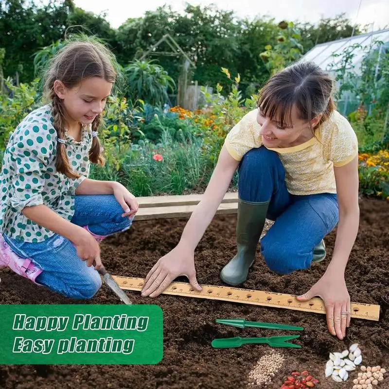Righello per piante in legno righello da giardino portatile con attrezzi da giardinaggio per piante Set di righello per piantare Dibber per piante preciso per precisione
