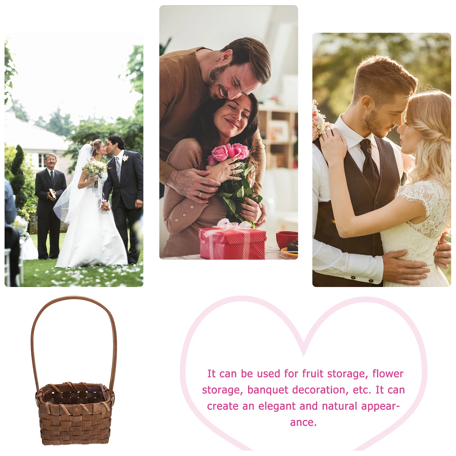 

Wood Storage Basket H woven Wicker Tote Fruit Container Vegetable Holder Eggs Basket Flower Vase Decorative Banquet Reusable