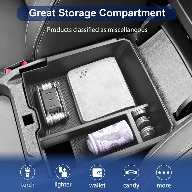 Car Console Organizer Tray For Ford Ranger and Ranger Raptor 2024 Secondary Storage Armrest Glove Box (Electric handbrake Versio