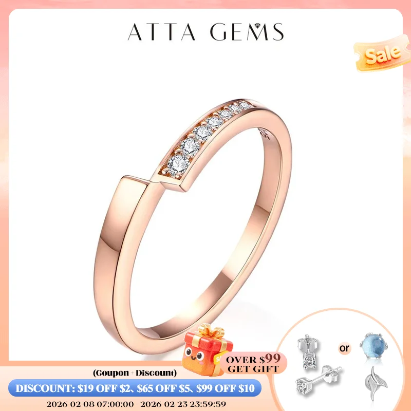 

ATTAGEMS D Color Classic 1.6mm Moissanite Ring for Women 925 Sterling Silver Passed the Diamond Tester Wedding Ring Engagement