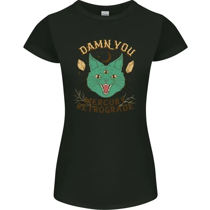 Evil Cat Damn You Mercury Retrograde Womens Petite Cut TShirt