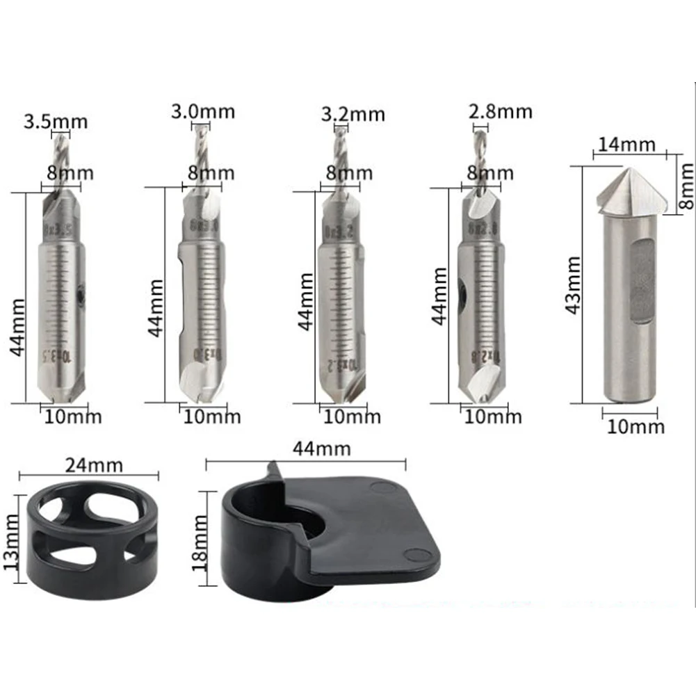 

Countersink Drill Bit Set with For Rapid Release Positioning and Adjustable Chamfer Depth for Different Screws