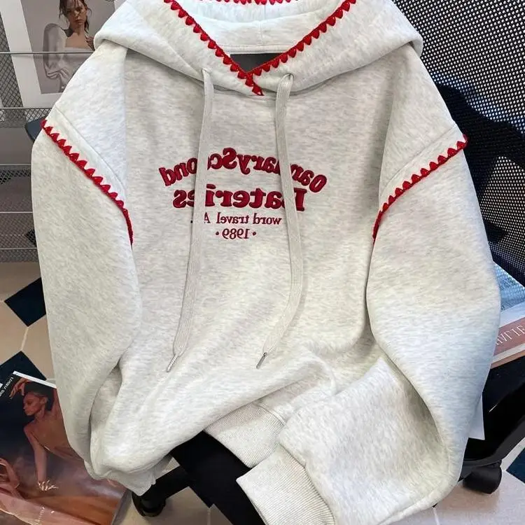 

Мужское худи оверсайз в американском стиле, свободного кроя, из полиэстера, осенне-зимнее, плотное, 300 г/м², в стиле Гонконг