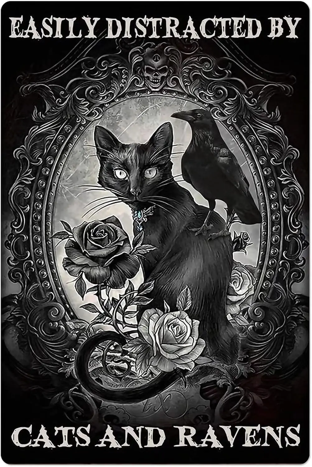 

Ворона с черной кошкой, металлический жестяной знак, легко отвлекается кошками и воронами, декор комнаты, металлическое украшение на стену, ретро-знак для бара, домашняя кухня