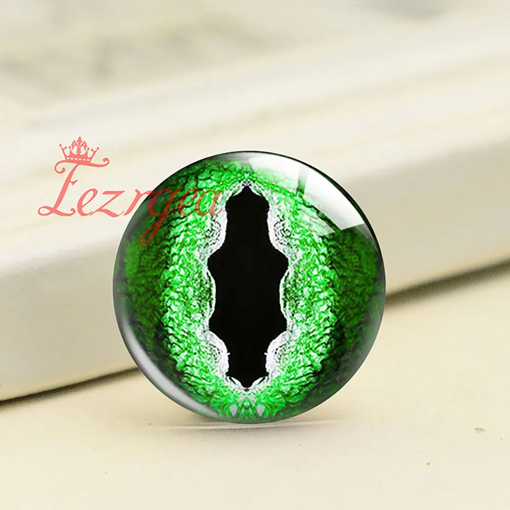 Scale-patterned Vertical Eye Dragon Eyeball Reptilian Beast Photo Glass Cabochon Flatback Demo Cameo For Diy Jewelry Making