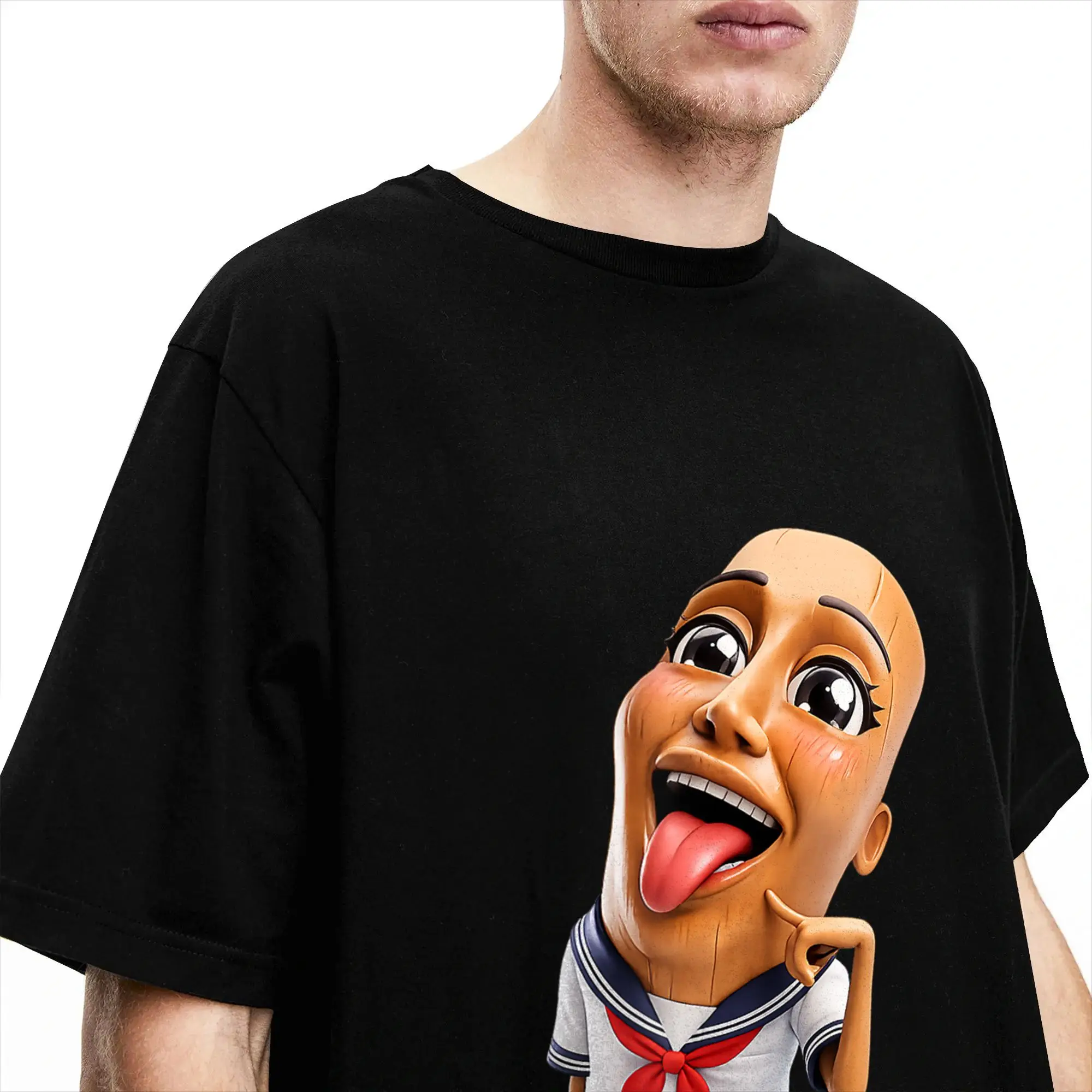 Baka Tung Tung Sahur Lustiges Anime Brainrot Meme T-Shirt Herren Baumwoll-T-Shirt Rundhals Kurzarm T-Shirt Große Größen Kleidung – Detail 3
